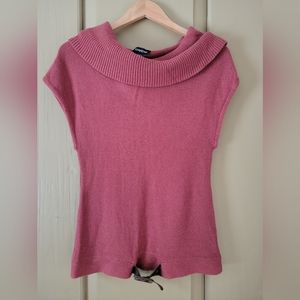 Rust colored short sleeve cowl neck sweater by bebe